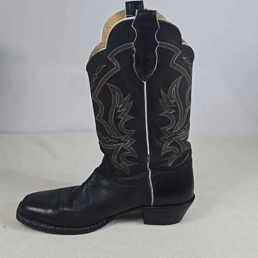 Ladies Justin Black Embroidered Cowboy Boots - Picture 6 of 11